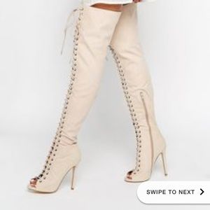 Suede Lace up thigh high boots